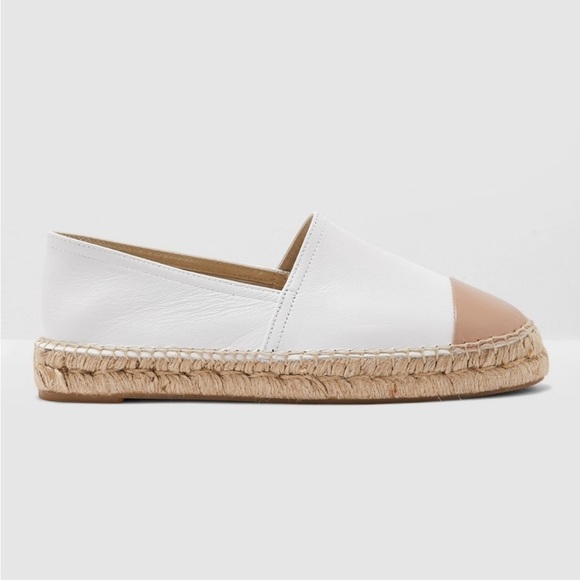 Aldo Leather Slip-On Espadrilles Shoes Made In Spain  White Tan 8.5 - Picture 2 of 16